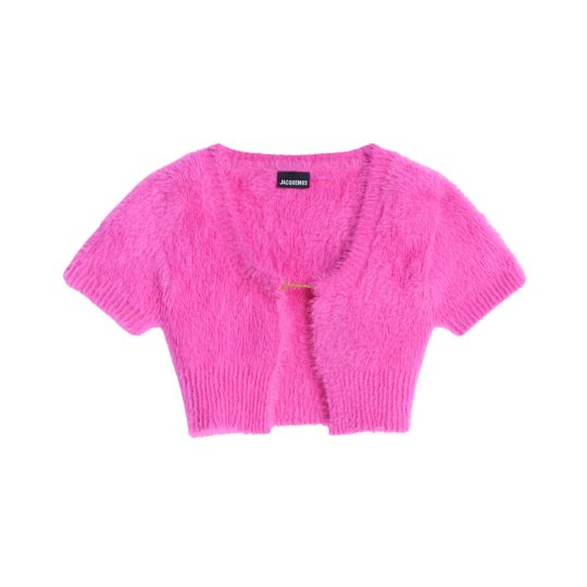 La Mayu Nive Fluffy Charm Logo Cardigan