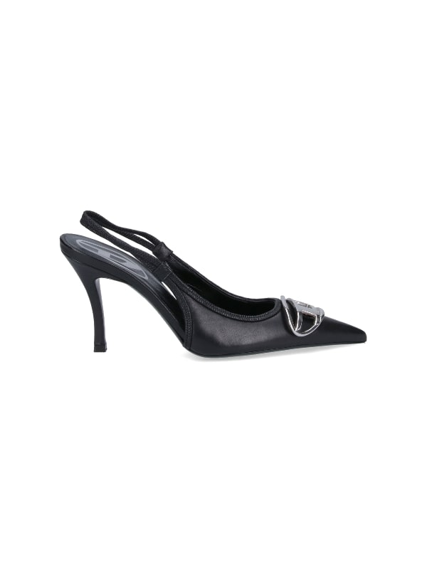 D VENUS metal logo slingback heels