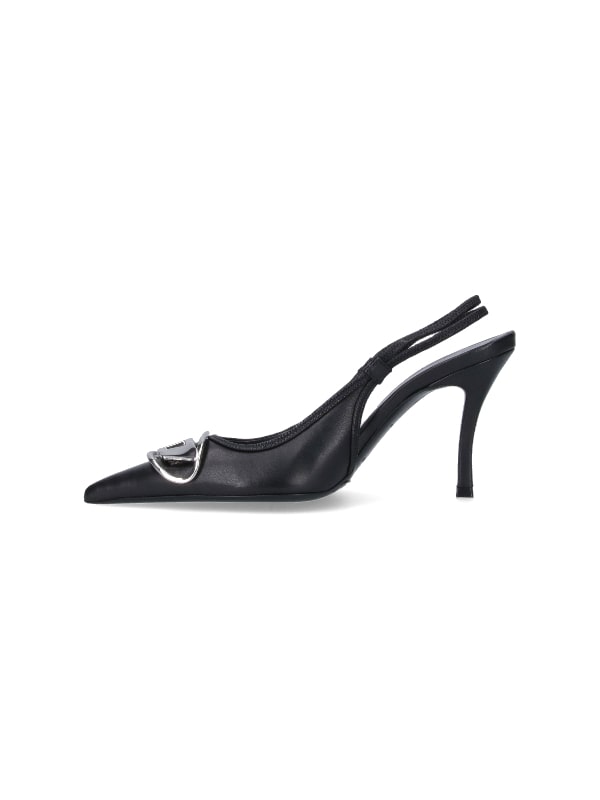 D VENUS metal logo slingback heels