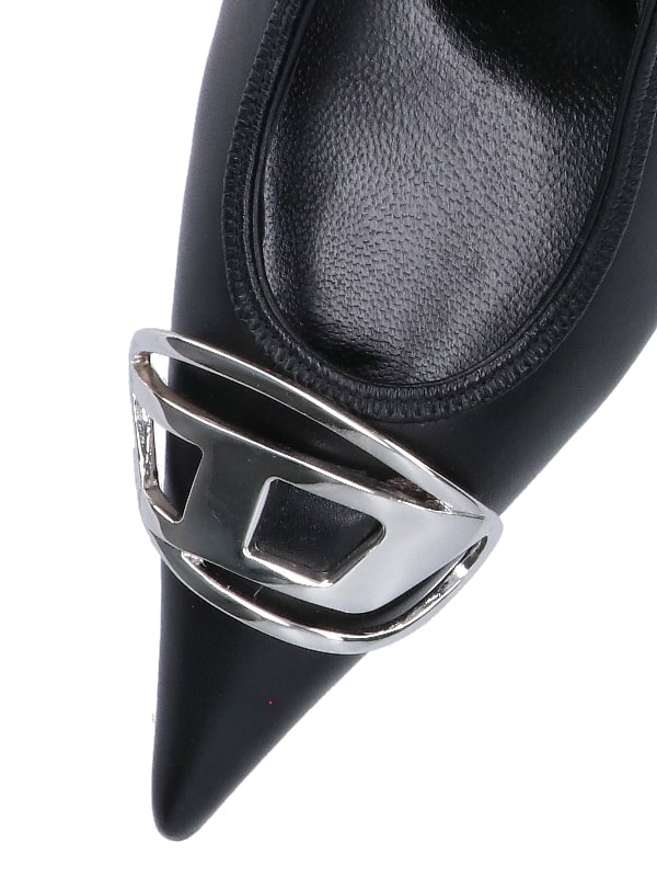 D VENUS metal logo slingback heels