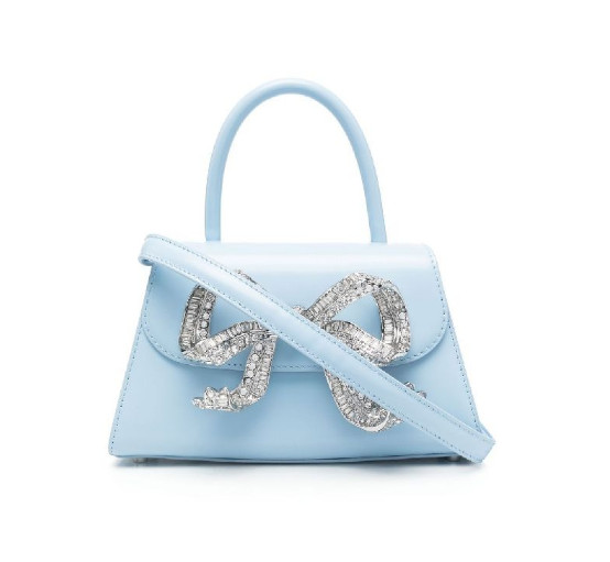 Silver bow embellished mini bag