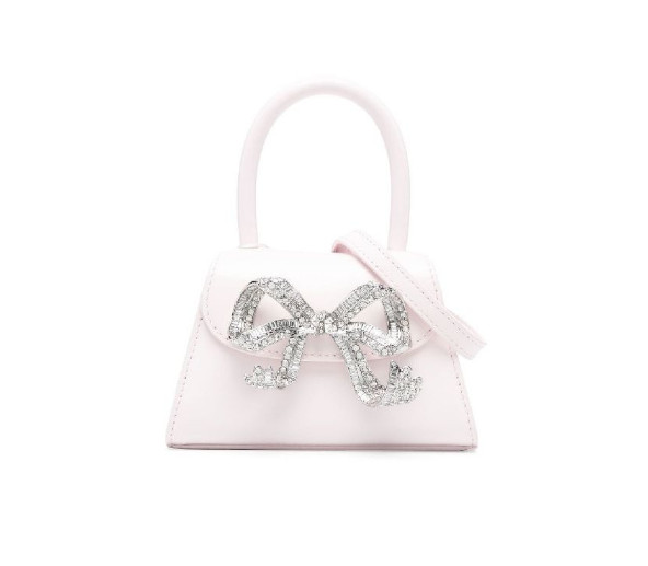 Silver bow embellishment microbag