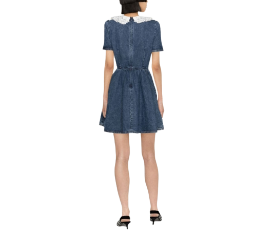 Lace collar denim dress