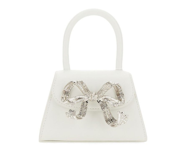 Silver bow embellishment microbag