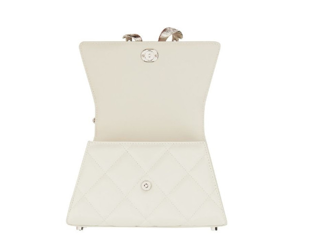 Diamond-quilted leather mini-bow bag