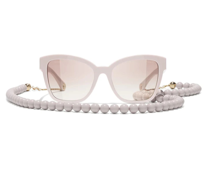 Beaded Chain Strap Logo Sunglasses