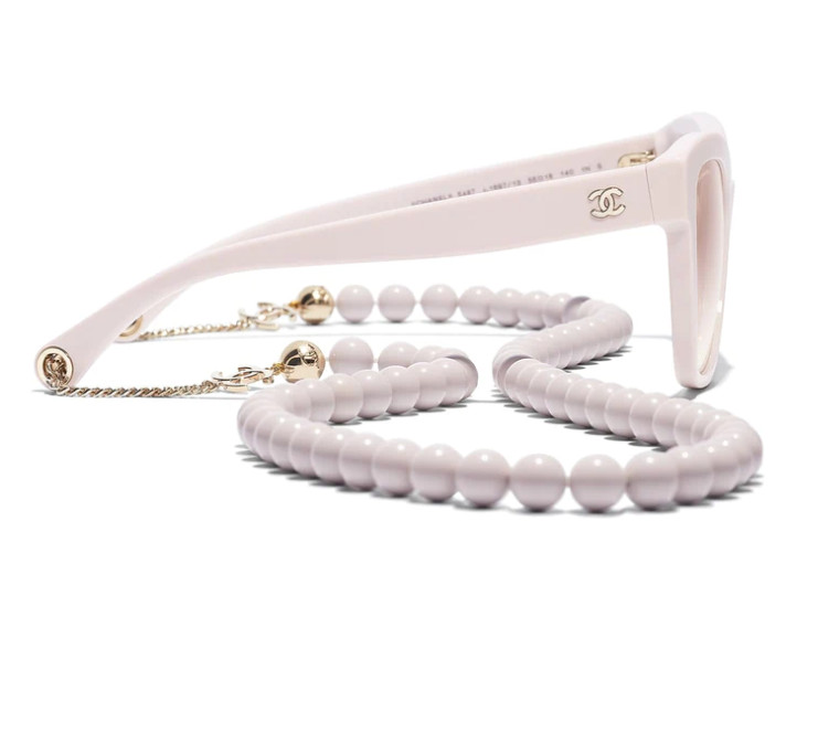 Beaded Chain Strap Logo Sunglasses