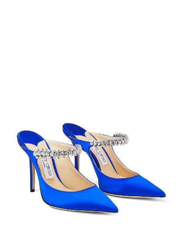 BING crystal-strap satin mule heels