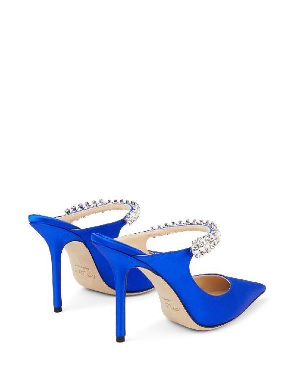 BING crystal-strap satin mule heels