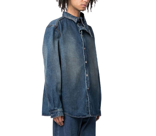 Double collar overfit denim shirt