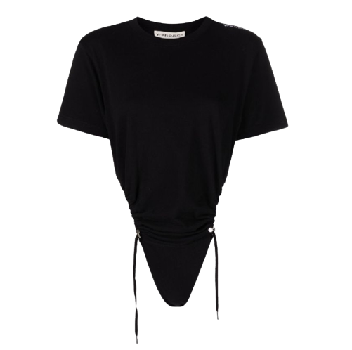Cut-out drawstring ruched T-shirt