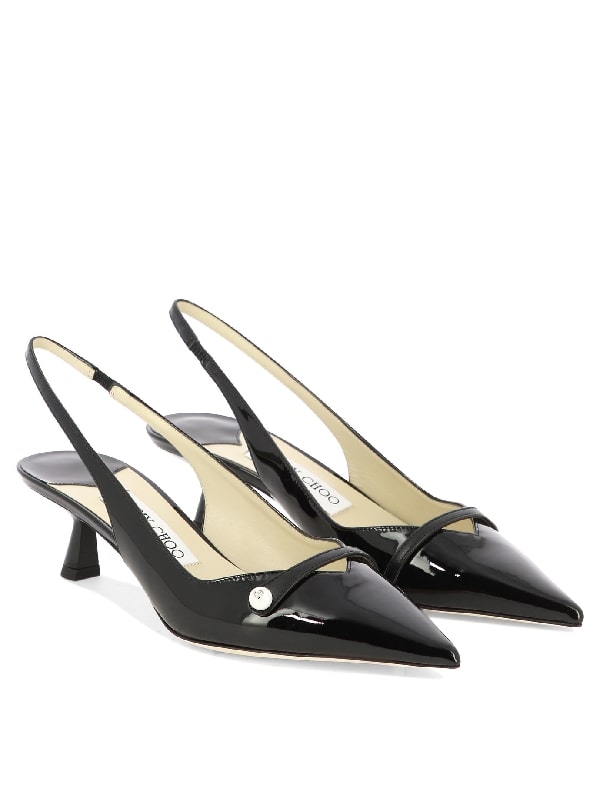 AMITA 45 patent leather slingback heels black