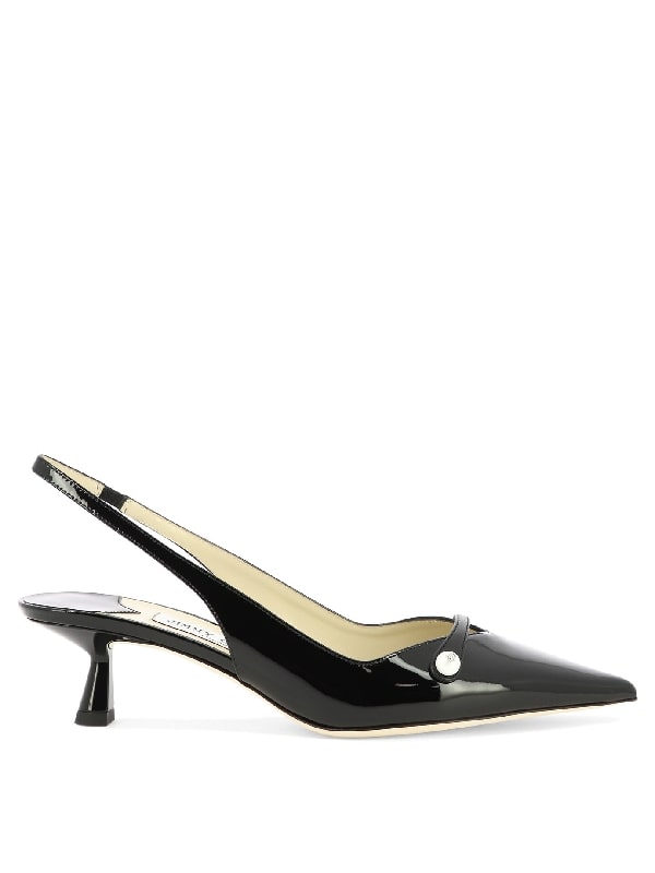 AMITA 45 patent leather slingback heels black