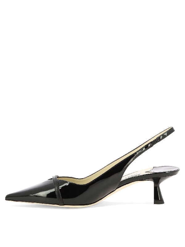 AMITA 45 patent leather slingback heels black