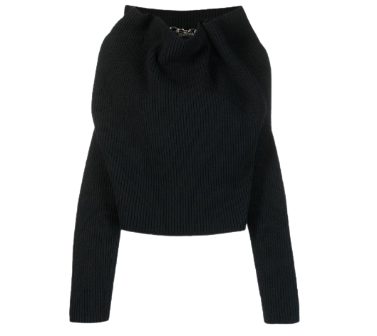 Draped Chain Neck Rib Knit