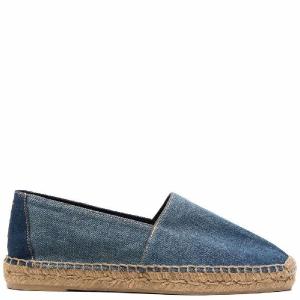 Monogram embroidered tab denim espadrilles
