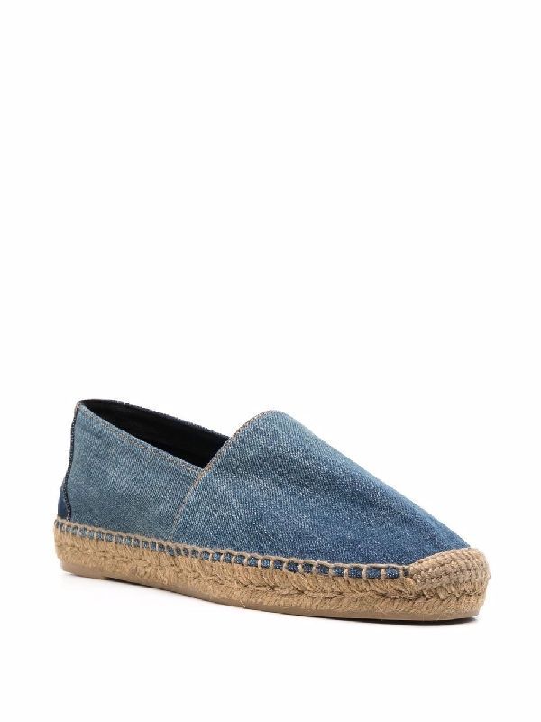 Monogram embroidered tab denim espadrilles