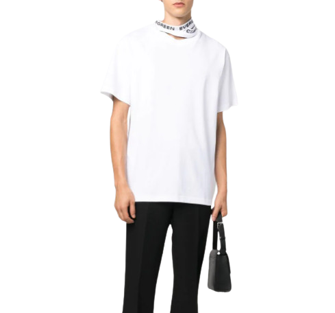 Triple logo band collar T-shirt