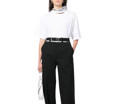 Triple logo band collar T-shirt