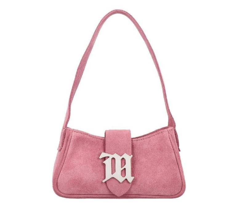 Metal Logo Suede Mini Shoulder Bag