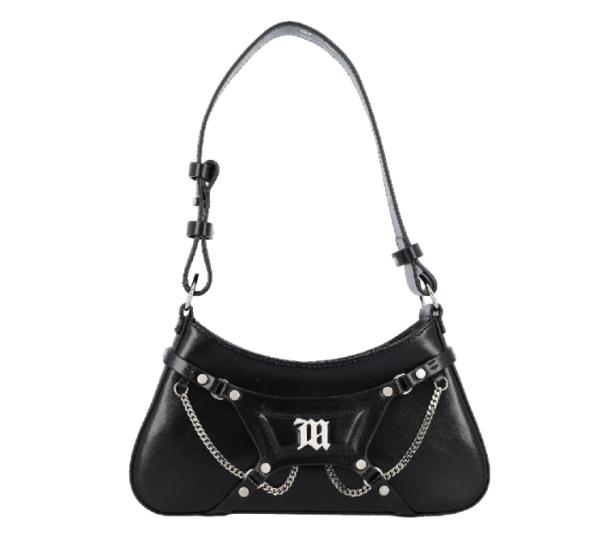 FETISH LOGO CHAIN ​​STUDD SHOULDER BAG