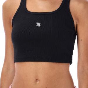 metal monogram embellished tank top Black