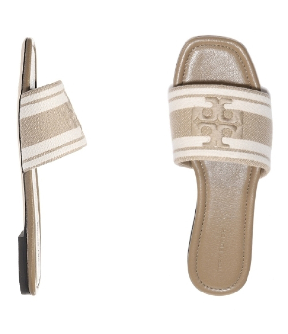 Double T jacquard slide beige