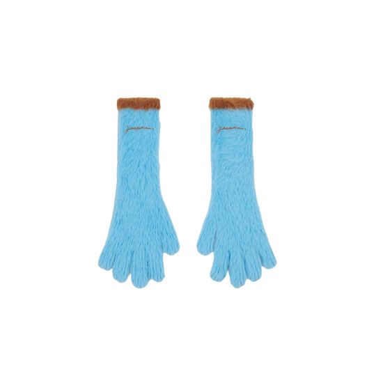 Logo Embroidery Gloves Light Blue/Brown