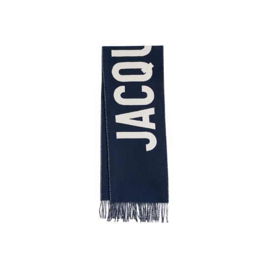 Jacquemus Lecharpe Fringe Logo Scarf Navy