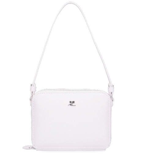 Metal logo cloud leather shoulder bag