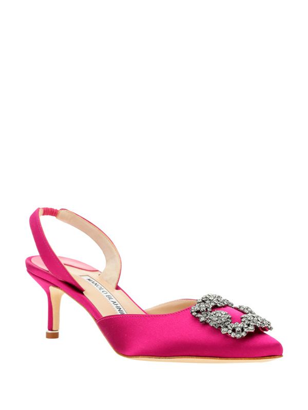 jewel-embellished satin slingback heels