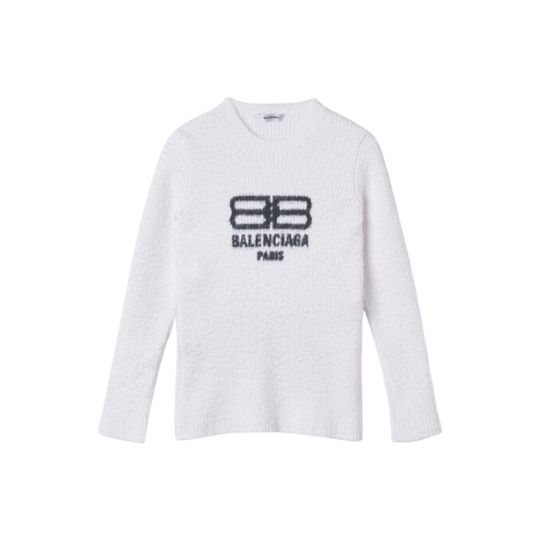 Women's BB Logo Ribbed Knit - White