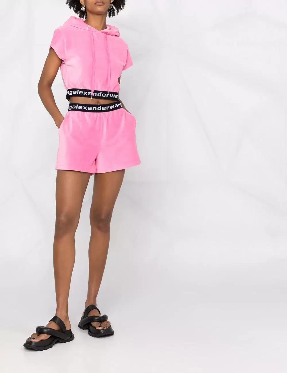 Alexander Wang Elastic Short in Stretch Corduroy Pink