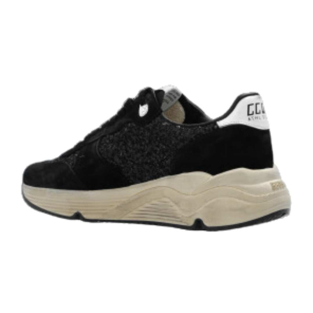 Running sole black glitter leather black star