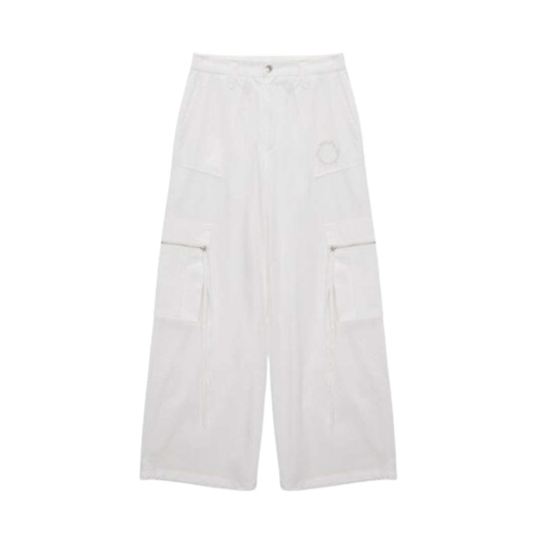 STRIPE TEXTURE CARGO PANTS IN WHITE