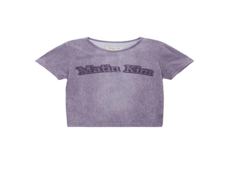 MATIN WASHED PRINT CROP TOP IN PURPLE