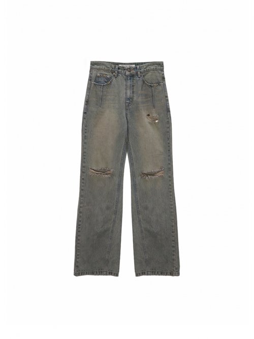 STUD POINT WASHED DENIM PANTS IN BLUE