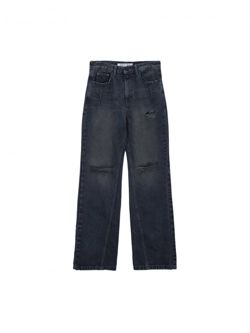 STUD POINT WASHED DENIM PANTS IN NAVY