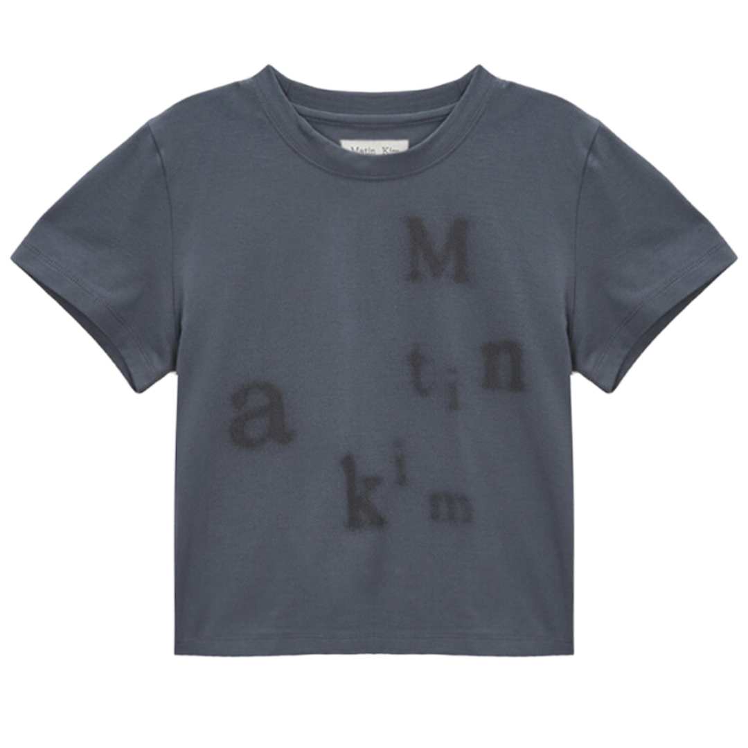 MATIN BLURRED LOGO CROP TOP IN CHARCOAL