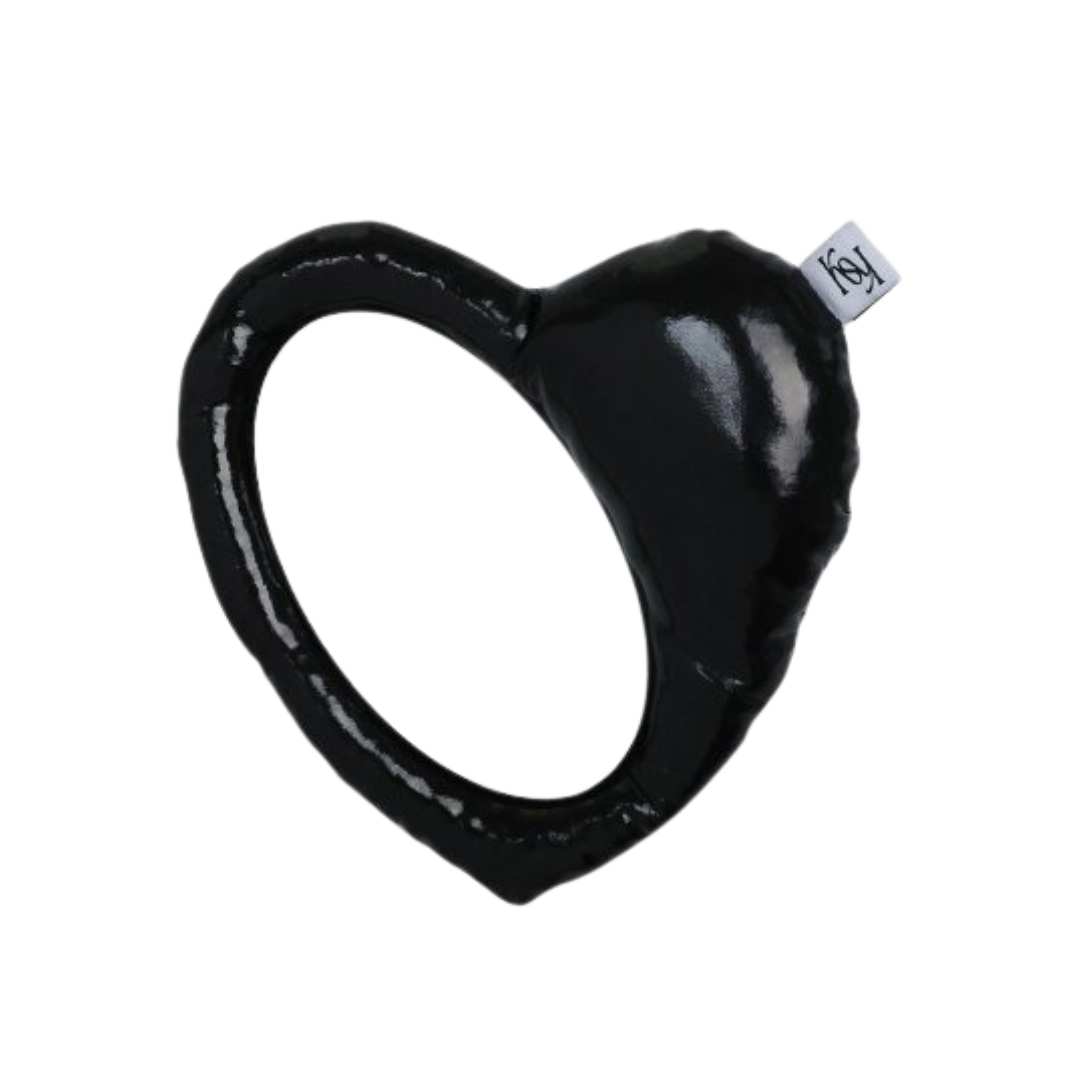 Heart hand mirror (black)