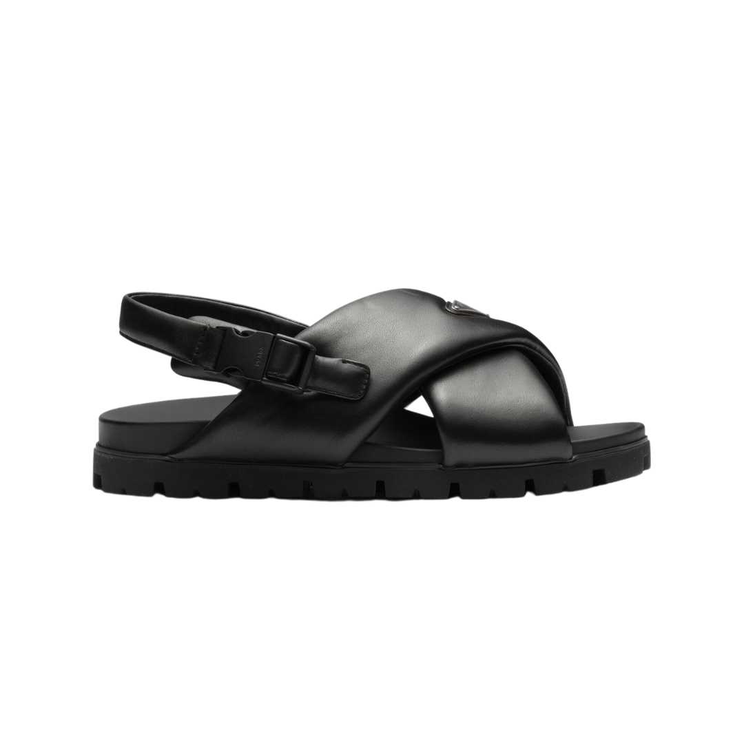 Padding nappa leather criss cross sandals