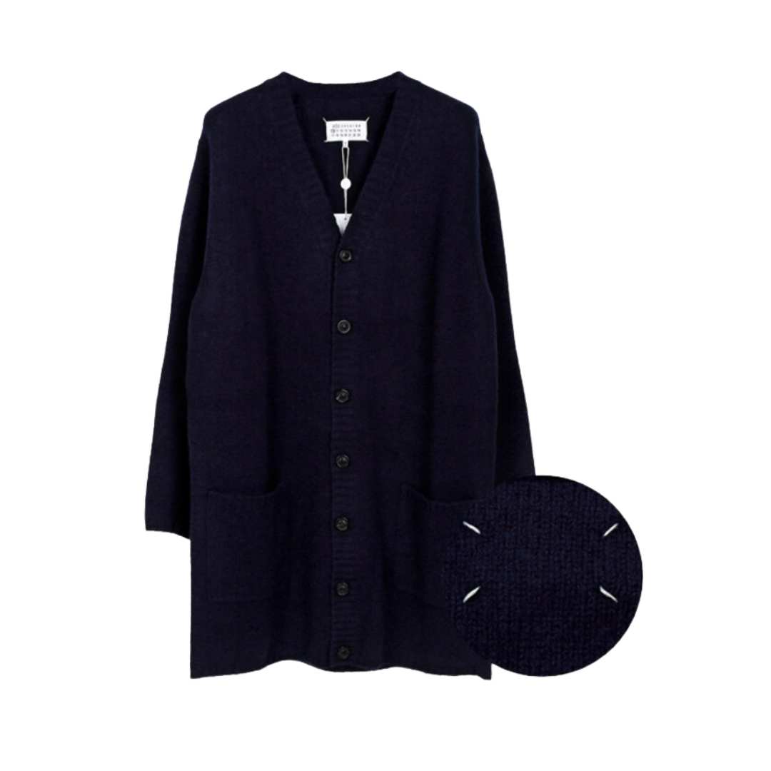 Navy Midweight Wool Cardigan