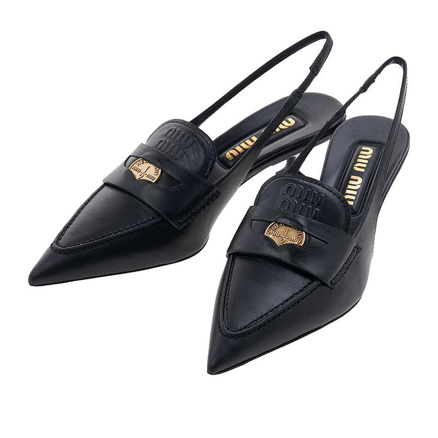 Women's Logo Leather Slingback Pumps