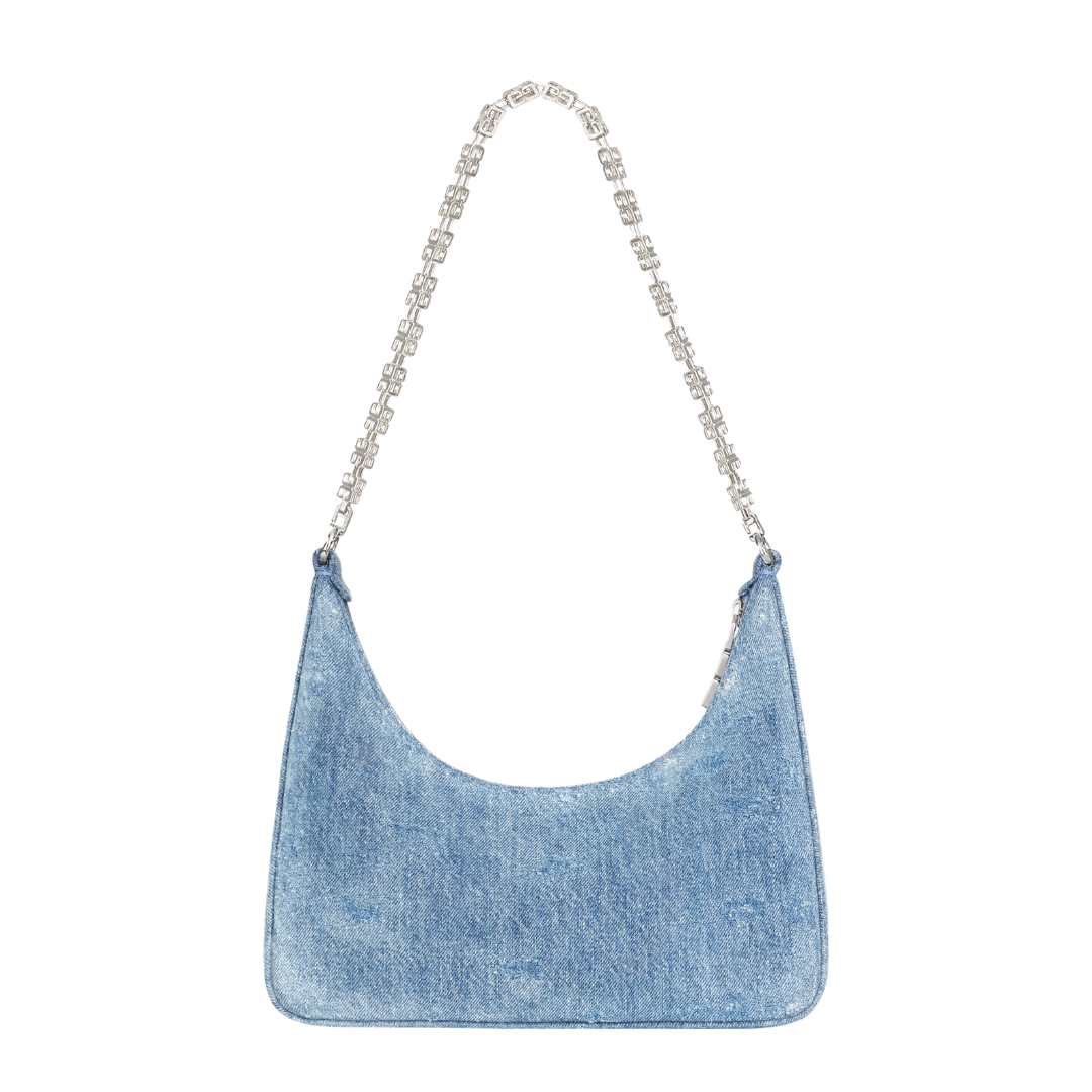 Small moon cutout chain denim shoulder bag