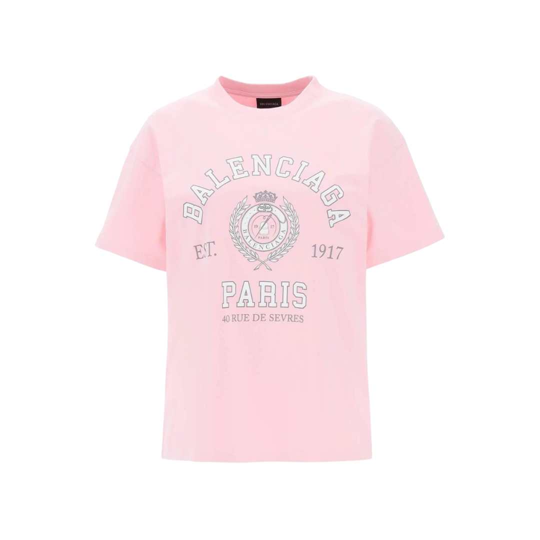 Balenciaga logo printing short sleeve t-shirt light pink