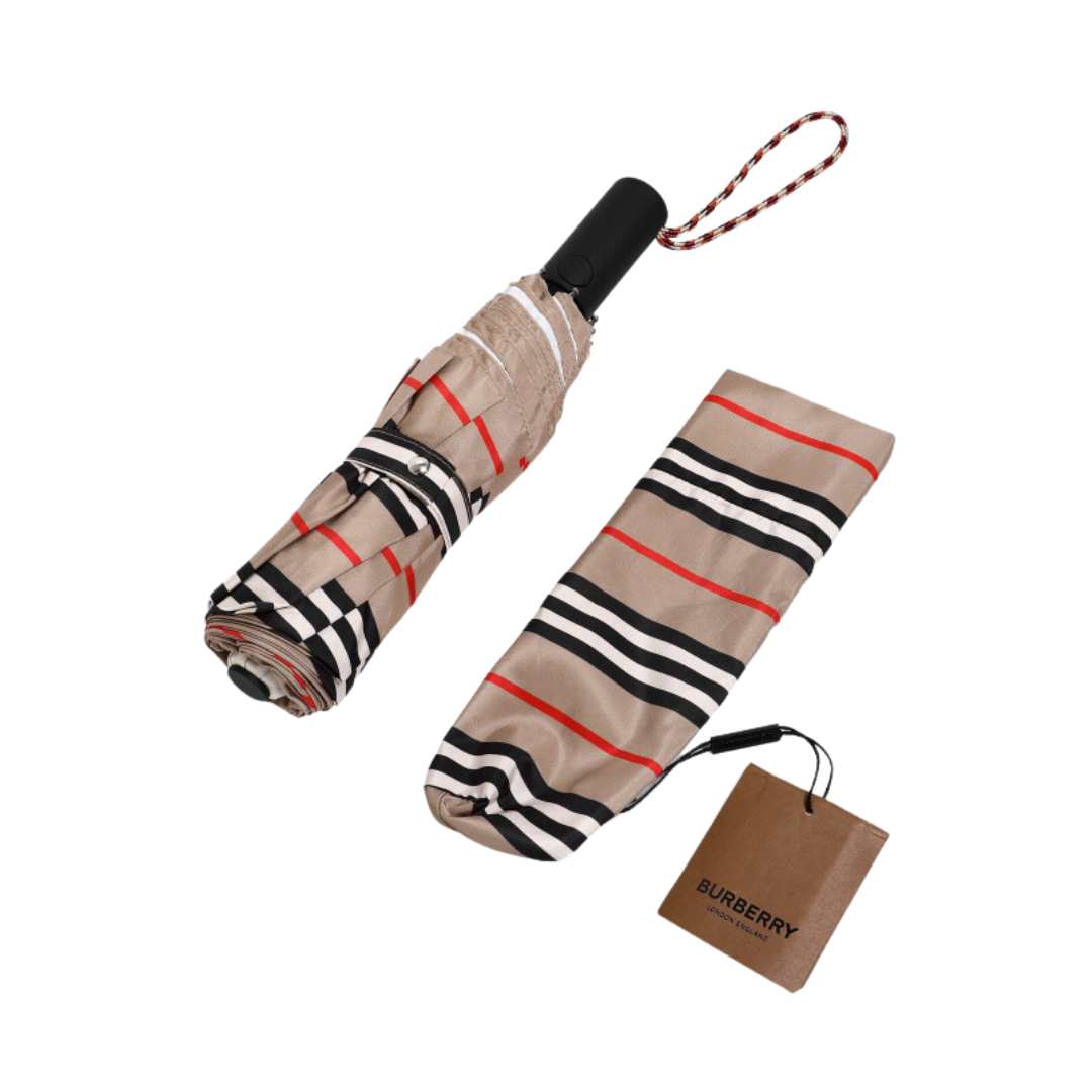 Icon Stripe Logo Print Foldable Umbrella Trend Mecca