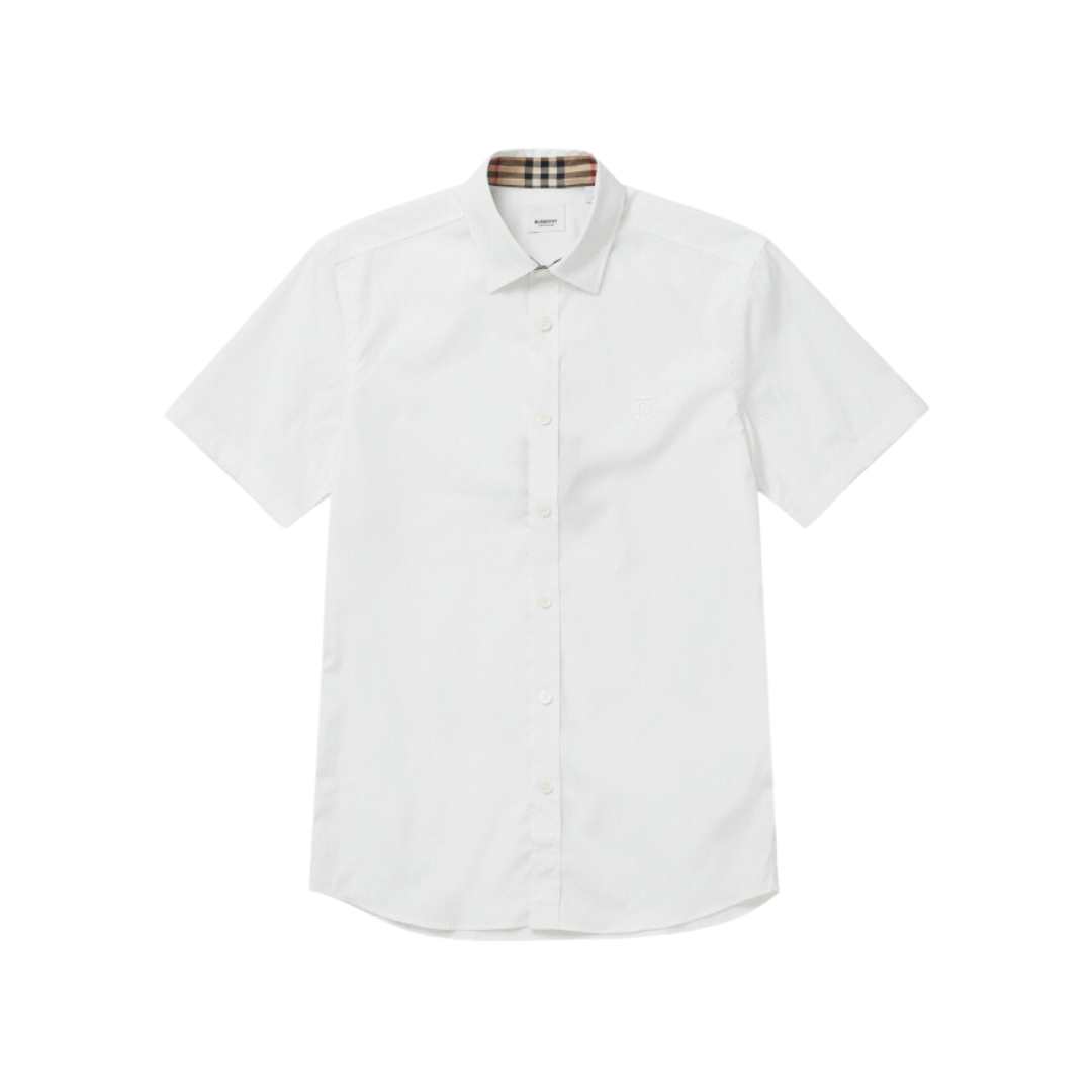 Monogram Motif Stretch Short Sleeve Men's Shirt Trend Mecca