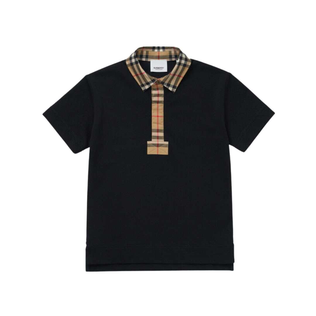 Vintage Check Trimming Pique Polo Children's Short Sleeve T-Shirt Trend Mecca