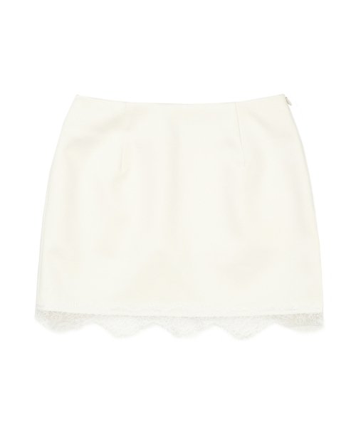 LACE SATIN MINI SKIRT IVORY