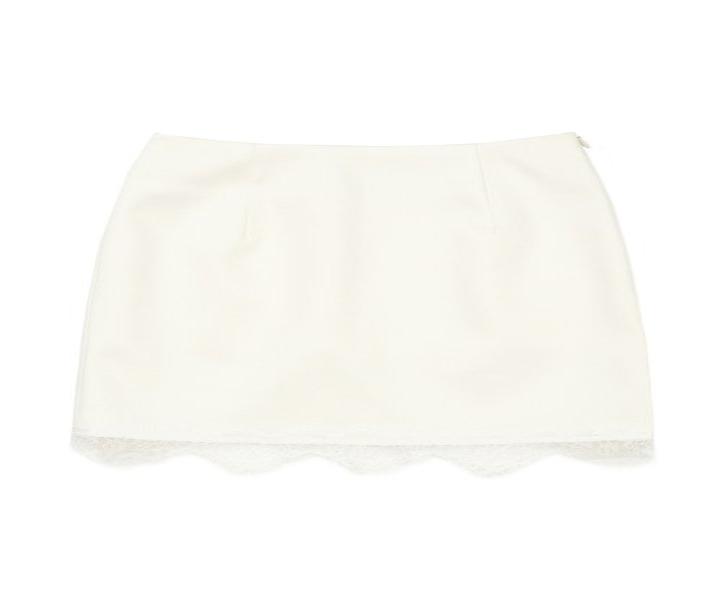 LACE SATIN MINI SKIRT IVORY